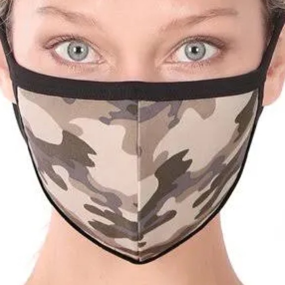 Camouflage Face Mask with Black Trim – Unisex Reusable Cloth Mask - Picture 2 of 2